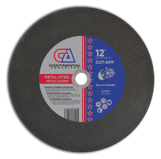 12" x 1/8" (5/32") x 1 T1 Triple Reinforced High-Speed Gas Powered Saw Wheels For Metal and Steel
