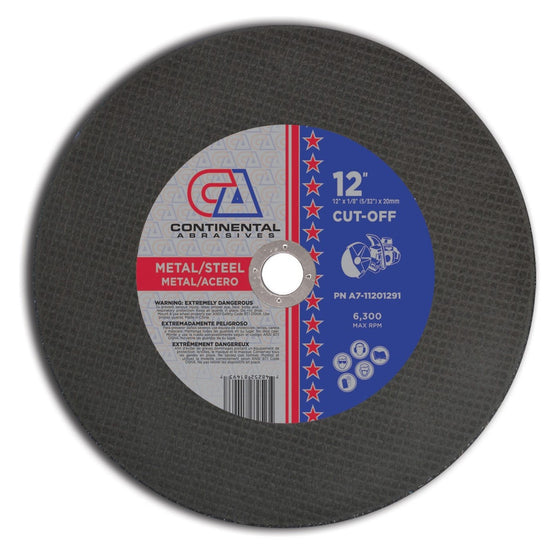 12" x 1/8" (5/32") x 20MM T1 Triple Reinforced High-Speed Gas Powered Saw Wheels For Metal and Steel