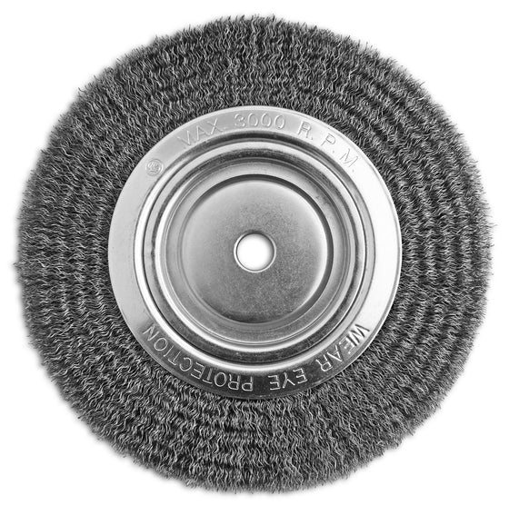 10" x 3/4" x 3/4" AH 0.14" Carbon Steel Bench Grinder Crimped Wire Wheel For Rust Removal