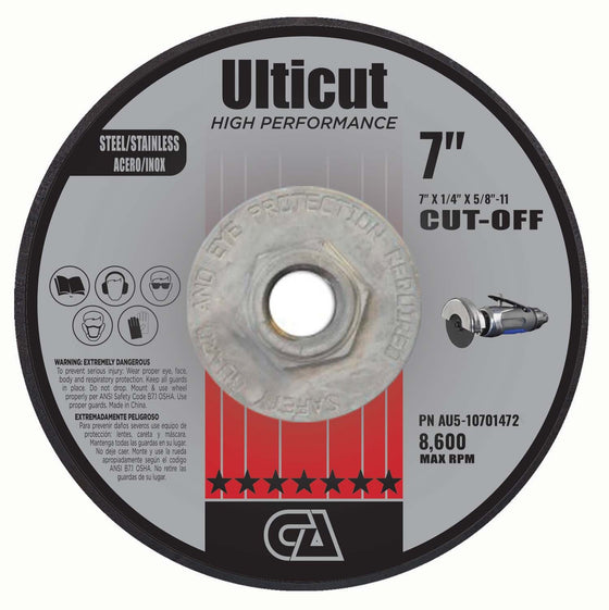 7" x 1/4" x 5/8"-11 T27 Depressed Center Grinding Wheel For Metal Cutting
