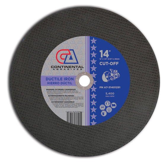 14" x 1/8" (5/32") x 20mm Type-1 Triple Reinforced High-Speed Gas Saw Wheel For Ductile Iron