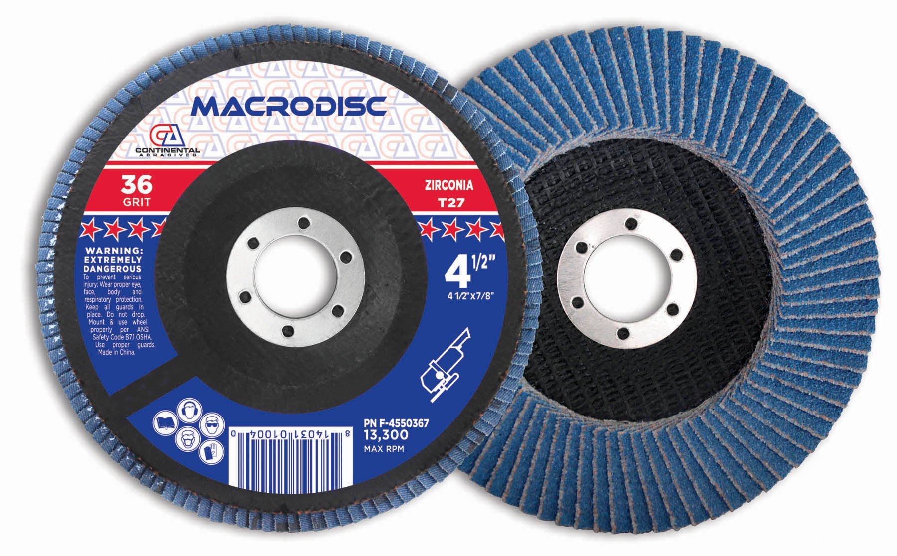 36 Grit T27 Standard Zirconia Flap Discs For Grinding and Finishing Surfaces