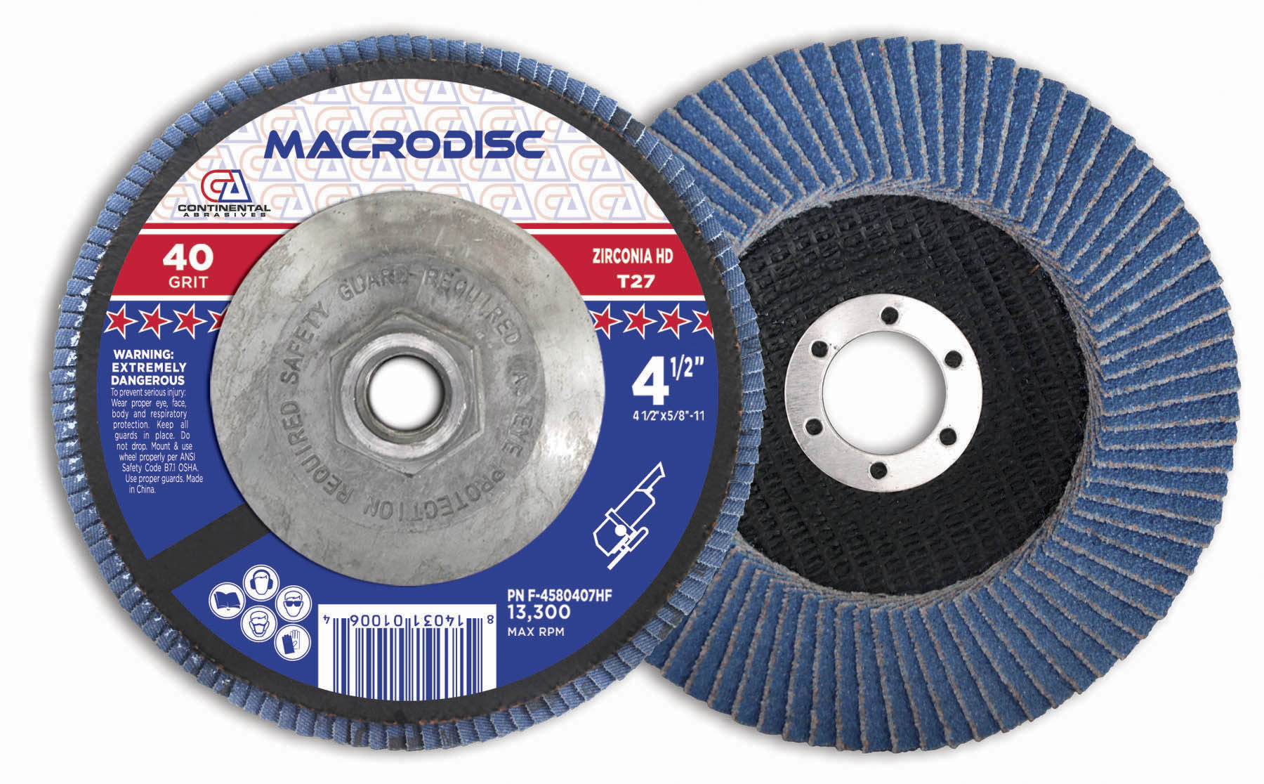 40 Grit Type 27 Jumbo Zirconia High-Density Flap Discs For Metal Sanding