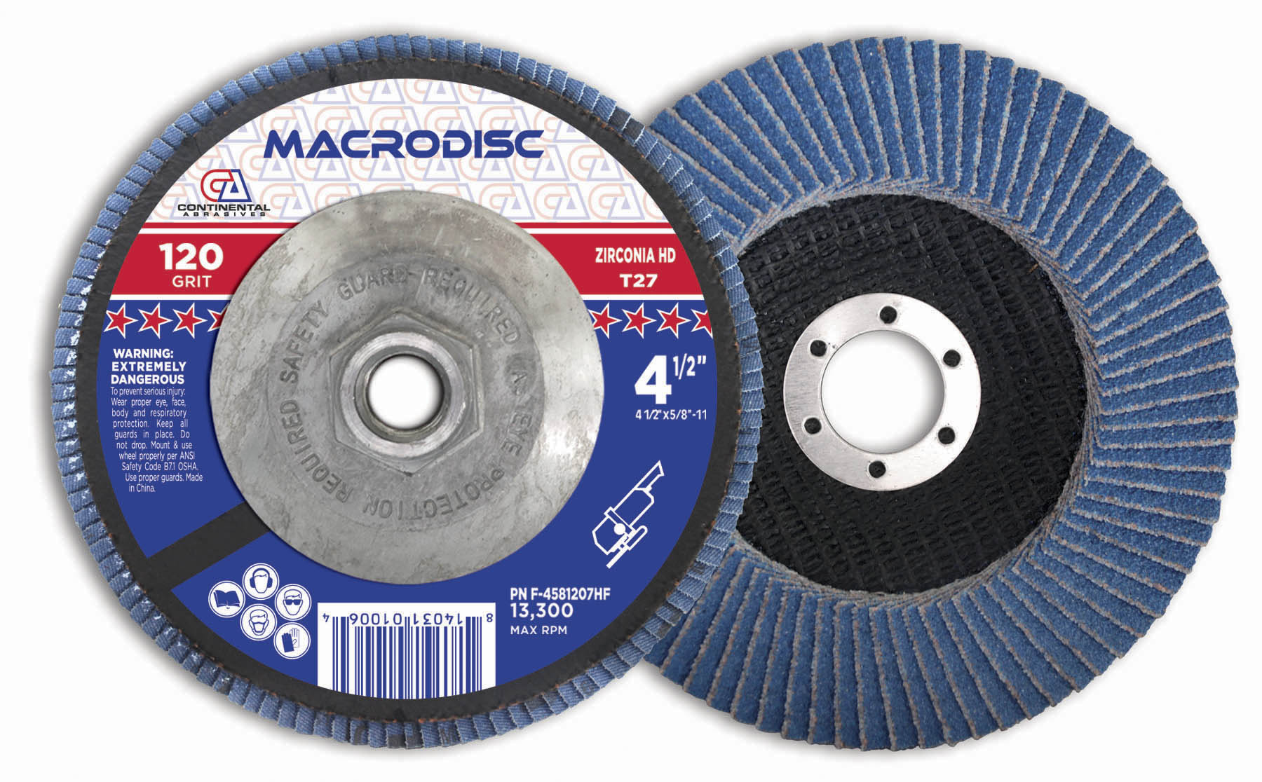 120 Grit Type 27 Jumbo Zirconia High-Density Flap Discs For Metal Sanding