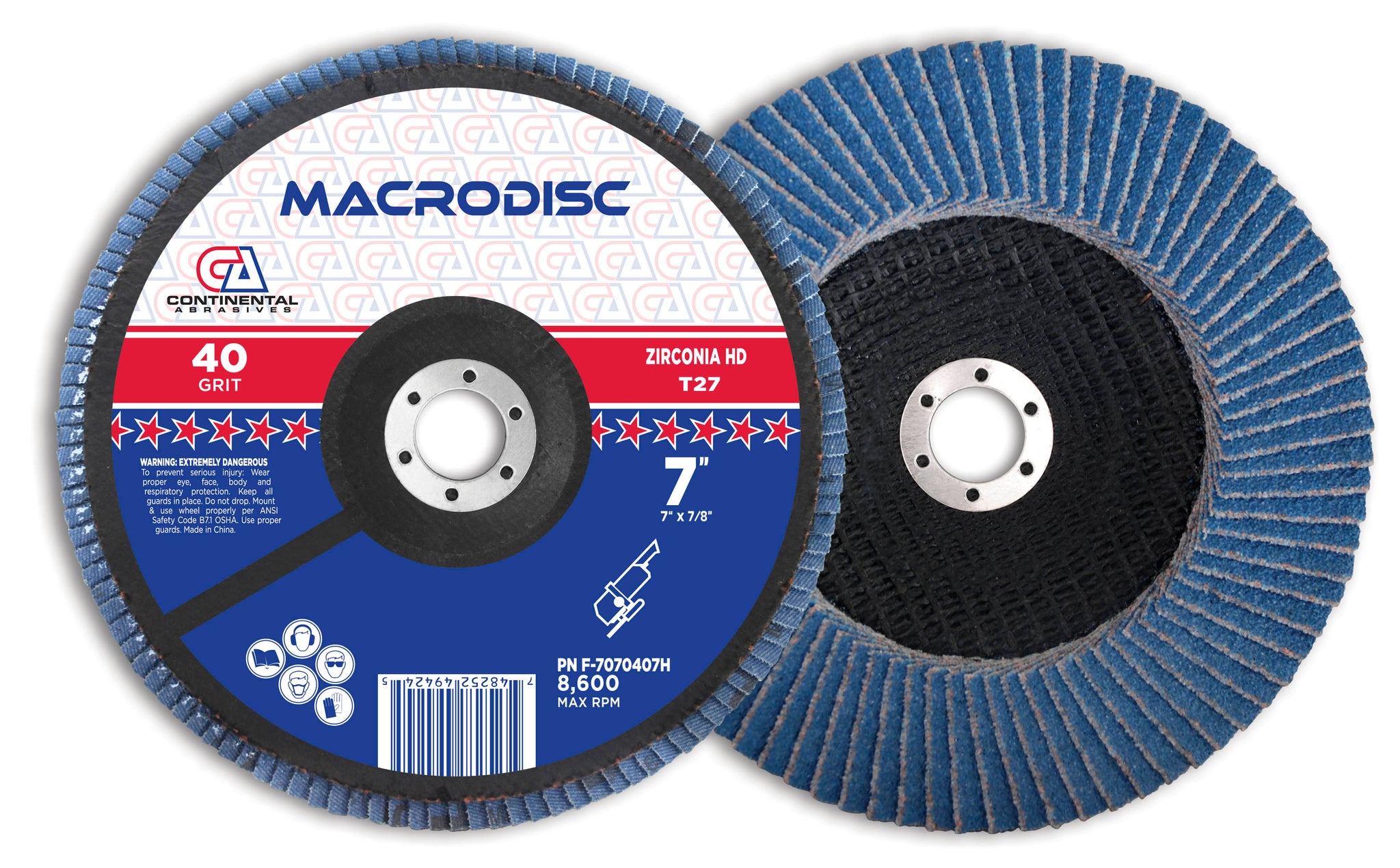 40 Grit Type 27 Jumbo Zirconia High-Density Flap Discs For