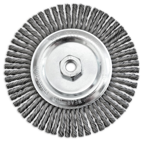 7" x 1/4" x 5/8-11" .020" Stainless Steel Stringer Bead Twisted Knot Wire Wheel For Finishing