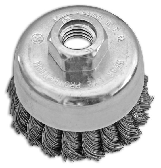 3" x 5/8-11" .020" Carbon Steel Knotted Cup Brush For Material Removal