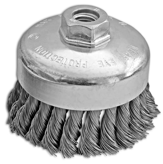 4" x 5/8-11" .020" Carbon Steel Knotted Cup Brush For Heavy Material Removal