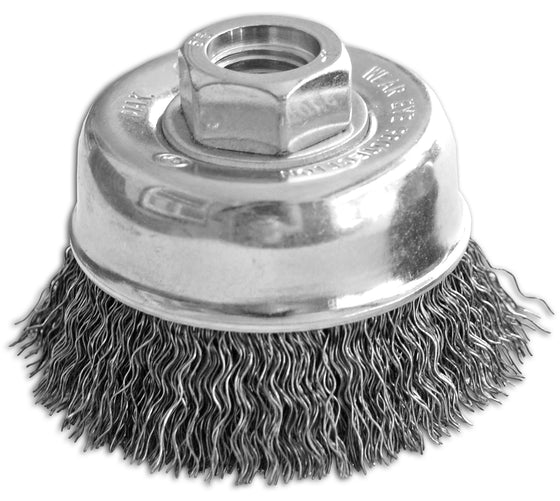 4" x 5/8-11" .014" Carbon Steel Crimped Wire Cup Brush