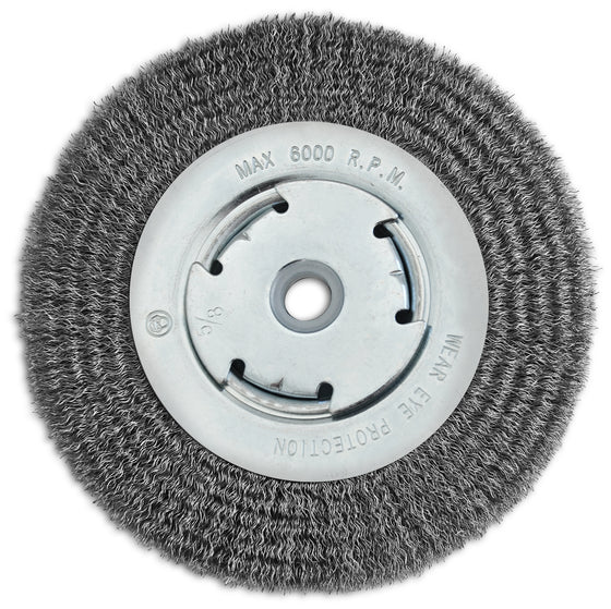 6" x 3/4" x 1/2"- 5/8" - 2" AH 0.14" Carbon Steel Bench Grinder Crimped Wire Wheel For Rust Removal